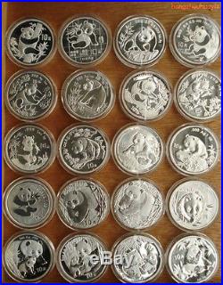 Lot of 30 coins 1989 to 2018 1oz silver panda coins master set