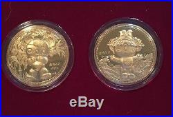 Ltd Ed 2008 BEIJING OLYMPICS Medallion MASCOT COIN Set in Box Gold Plated Bronze