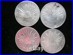 Mexico Cap & Rays 8 Reales Silver Dollar Coin Chops, Chopmarked, Set Of 4, China