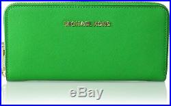 Michael Kors NS Jet Set Saffiano Leather Zip Around Travel Wallet NEW