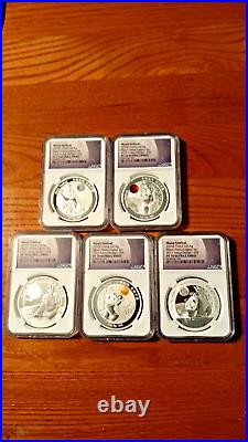 Moon Panda Legacy Set-5-Coin's Pf-70 Ultra Cameo