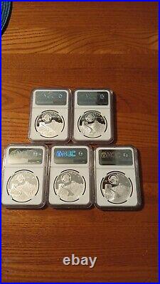 Moon Panda Legacy Set-5-Coin's Pf-70 Ultra Cameo