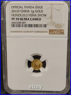 NGC 2016 Y China Panda Gold / Silver Hawaii HSNA 4-Coin Set 1 gram, Bi-Metallic