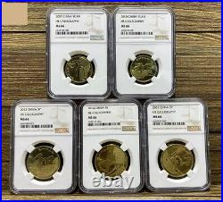 NGC MS66 China 1? 5 YUAN 2009-2017 He Zi Calligraphy commemorative coin set 5PCS