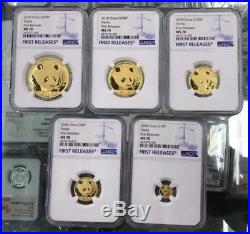 NGC MS70 2018 China Panda 1g, 3g, 8g, 15g and 30g Gold Coins Set First Releases