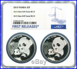 NGC MS70 2019 China 30g Silver Panda Coins Set First Releases #01