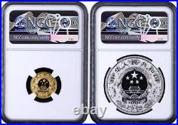 NGC PF70 2019 China Lunar Series Pig 3g Gold+30g Silver Colorized Coins Set COA