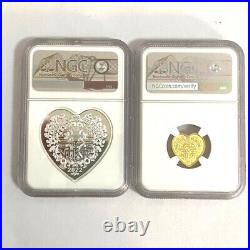 NGC PF70 2022 China Auspicious Culture Love 3g Gold + 30g Silver Coins Set COA