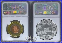 NGC PF70 PANDA SET! 2017 Singapore Intl Coin Fair 1oz Silver + TriMetal