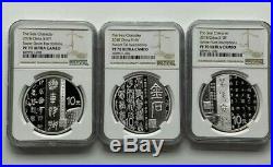 NGC PF70 UC 2018 China 3x30g Silver Coins Set Chinese Calligraphy Art