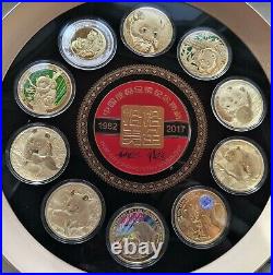 Nanjing Mint 2017 China 35th ANNI of Gold PANDA 450g silver medal set China coin
