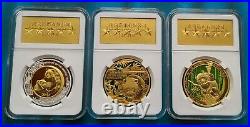 Nanjing Mint 2017 China the 35th ANNI of Gold PANDA silver medal set, China coin
