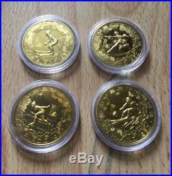 Nice China 1980 Lake Placid Oympics 1 One Yuan proof coins (4 piece set)