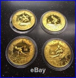 Nice China 1980 Lake Placid Oympics 1 One Yuan proof coins (4 piece set)