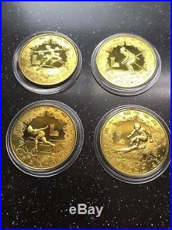 Nice China 1980 Lake Placid Oympics 1 One Yuan proof coins (4 piece set)