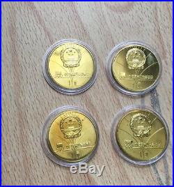 Nice China 1980 Lake Placid Oympics 1 One Yuan proof coins (4 piece set)