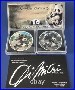 Night & Day Panda 2 x 2025 10 Yuan 30 Gram Pure Silver Coloured Coin Set