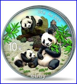 Night & Day Panda 2 x 2025 10 Yuan 30 Gram Pure Silver Coloured Coin Set