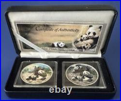 Night & Day Panda 2 x 2025 10 Yuan 30 Gram Pure Silver Coloured Coin Set