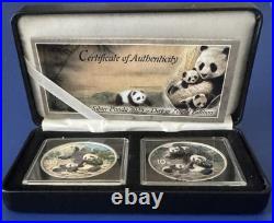 Night & Day Panda 2 x 2025 10 Yuan 30 Gram Pure Silver Coloured Coin Set
