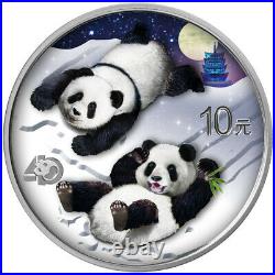 Night and Day Set Silver Panda 2022 2x 30 grams China colour in wooden case