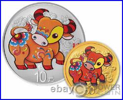OX Lunar Year Set Silver Coin 10 Yuan Gold Coin 50 Yuan China 2021