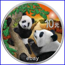 PANDA DAY & NIGHT COLOR 2021 2 X 30 Grams Silver Coin Set in Wood Case