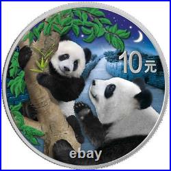 PANDA DAY & NIGHT COLOR 2021 2 X 30 Grams Silver Coin Set in Wood Case