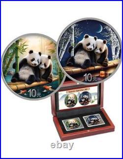 PANDA NIGHT & DAY Colorized Silver Coin Set 10 Yuan China 2026