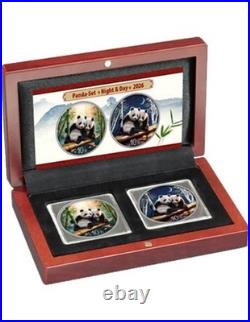 PANDA NIGHT & DAY Colorized Silver Coin Set 10 Yuan China 2026