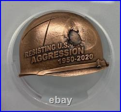 PCGS MS70 2020 China Silver, Brass & Copper Helmet-shaped Medals Set Korea War