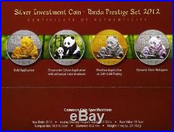 Panda 2012 Silver Investment Coin Prestige Set China 4 x 1 oz Silber Varianten