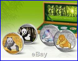 Panda 2015 Silver Investment Coin Prestige Set China 4 x 1 oz Silber Varianten