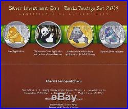 Panda 2015 Silver Investment Coin Prestige Set China 4 x 1 oz Silber Varianten