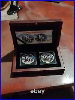 Panda Night & Day 2024 2 Coin Silver Colorized Set in A Beautiful Wooden Box