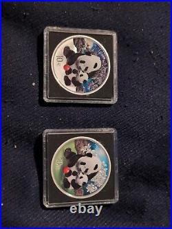 Panda Night & Day 2024 2 Coin Silver Colorized Set in A Beautiful Wooden Box