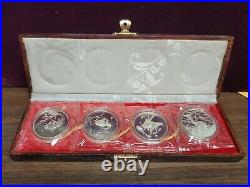 RARE 1984 China Shanghai Mint Silver 4 Coin Goldfish Set in Box