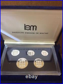 RARE 1985 China Macau Silver Proof 5 Coin Set withCOA Sterling NUMBER 0269/2500