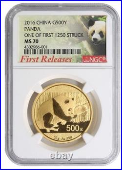 RARE 2016 China 5-Coin Gold Panda Set 1.9 oz NGC MS70 FR