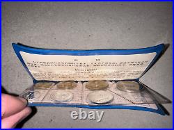 Rare! 1980 China Mint Set 7 Coins in Blue Soft Wallet