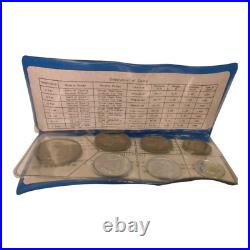 Rare! 1980 People's Bank of China Mint Set of 7 Great Wall Coins Blue Wallet 4