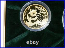 Rare 1994 Prestige Panda Gold & Silver Proof 3 Pc COIN SET Box Coa 1oz 1/4 1/8