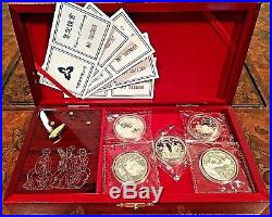 Rare-1996 Silver 5 Pc Coin Set, Scientific N Technical Inventions, Music Box, P Bu