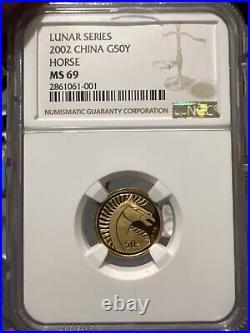 Rare 2002 China 50YUAN Lunar Series Horse Gold Coin 1/10oz And Silver 1 Oz Set