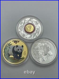 Rare 2004 Chinese Panda Gold, Silver, Clad Set. Box+Certificate. Only 2000 Made