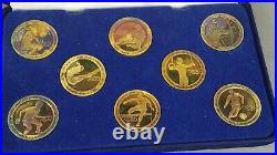 Rare 2008 Beijing Olympics 24K Gold overlay 999 Silver Coin Set of 8 Citi