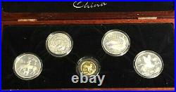 Rare Animals of China 5 Coin Set, Silver and Gold Coins, Limited Edition of 750