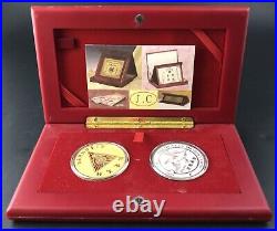 Rare Chinese Pair of Collectible Coins Set Silver & Gold Vf2