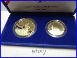 Rare United States 1986 Liberty Silver Proof Coin Set $1 & Half $ and Box