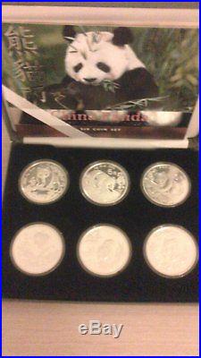 Royal Mint 1/2 oz China Silver Panda 6 coin set Extremely Rare 90 sets
